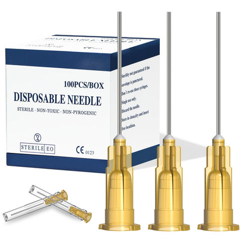 25Ga 1 Inch Luer Lock Industrial Dispensing Accessories, Individually Wrapped, Pack of 100, Lab Tools, Suitable for Refilling Liquid, Inks...
