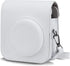 PU Leather Camera Case Compatible with Instax Mini 12 Instant Camera with Adjustable Strap and Pocket (White)...