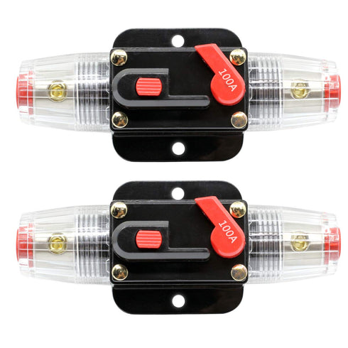 ZOOKOTO 2 Pcs 12V-24V DC Fuse Holder 100A,Inline Circuit Breaker 100A with Reset Button for Auto Car Marine Boat Stereo Switch Audio Inverter Syst...