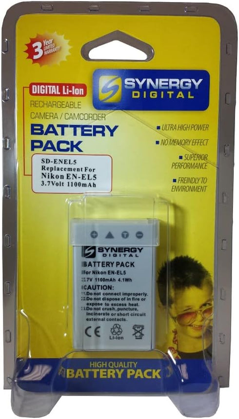 Synergy Digital Digital Camera Batteries, Compatible with Nikon EN-EL5, ENEL5, 25625 Digital Camera Batteries (li-ion, 3.7V, 1100 mAh), Set of 2...