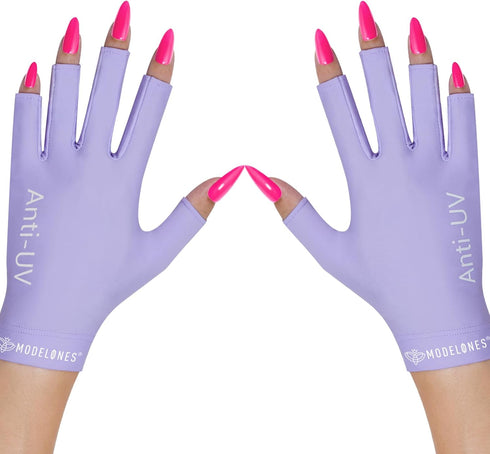 modelones UV Gloves for Gel Manicures, Premium UPF99+ UV Protection Gloves for UV/LED Gel Nail Lamp, Nail Art Skin Care Fingerless Anti UV Glove P...