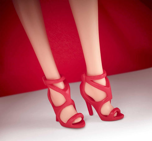 Barbie Signature 2022 Holiday Doll, Blonde Wavy Hair Wearing Red Poinsettia-Inspired Gown, Collectible with Doll Stand & Certificate of Authentici...