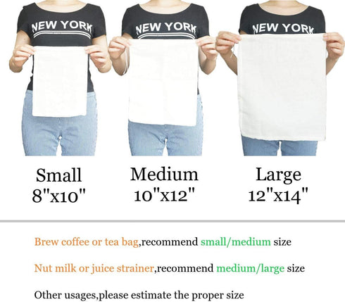 Cheesecloth Bags for Straining,Reusable Cold Brew Coffee Cheese Cloths Strainer,Large Nut Milk Tea Juice Bag,100% Natural Cotton Fine Mesh Filter ...