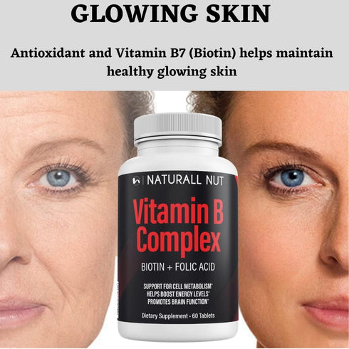 High Potency Vitamin B Complex Vitamin Supplement - B1 B2 B3 B5 B6, Biotin B7, Folic Acid Folate B9 & B12 Vitamins - Complejo b para Mujer - 60 Ta...