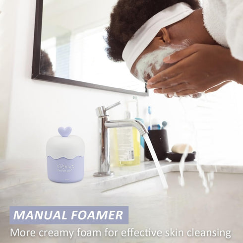 Facial Cleanser Foam Maker, Portable Manual Foamer Cleansing Foam Maker, Skin Care Beauty Cleansing Tool for Home, Beauty Salon and Traveling(Blue...