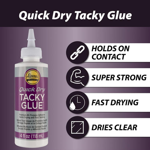 Quick Dry Tacky Glue – Dries Clear– 4 OZ – Single...