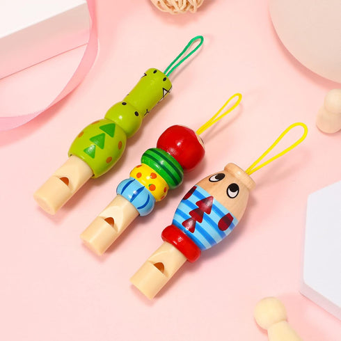 Kisangel Kids Musical Toys 3 Pcs Wood Carved Animal Whistle Noise Makers Whistle Blowouts Whistles Party Noise Makers for Kids Birthday Bag Filler...