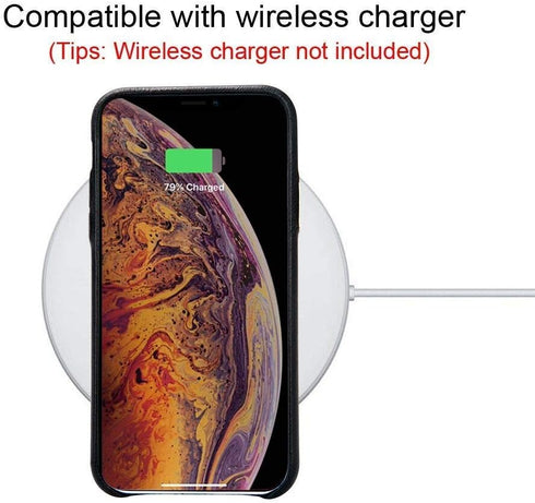 TOOVREN for iPhone X Leather Case Protective Ultra Thin Vintage Anti-Slip Grip Shell Hard Back Cover for iPhone X /10 5.8'' Black...