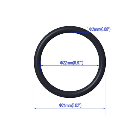 50 PCS Nitrile Rubber O Ring 26mm OD 22mm ID 2mm Width, Metric Buna-N NBR Sealing Gasket Plumbing, Gas, Automotive and Faucet Repair, Resist Oil a...