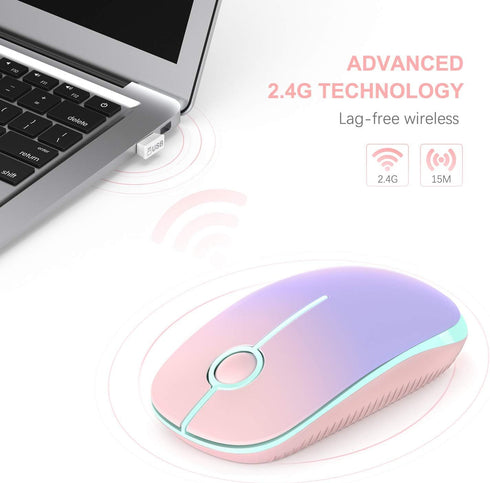 Unipows Wireless Mouse - 2.4G Slim Portable Computer Mouse with Nano Receiver, Less Noise Mobile Optical Mice for Notebook, PC, Laptop, Computer, ...