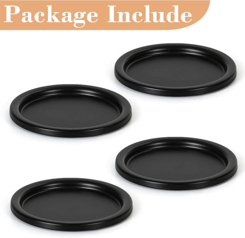Black Iron Plate Candle Holder- Set of 4 |3.8" D x 0.2" H| Decorative Iron Pillar Candle Plate, Elegant Candle Stand for LED & Wax Candles, Incens...