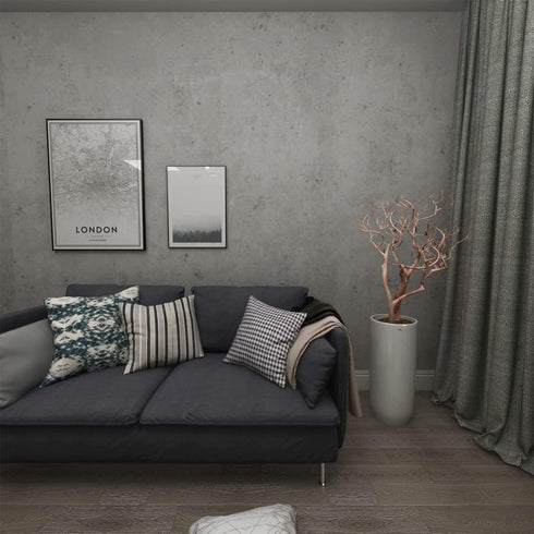 12x118 inch Light Grey Concrete Wallpaper Peel and Stick Concrete Cement Contact Paper Stained Thick Matt Texture Wallpaper Modern Industrial Styl...