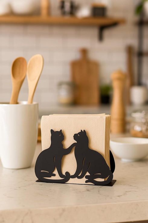 Mango Steam Tabletop Napkin/Tissue & Letter Holder For Home, Kitchen, Restaurants (Cat, Black)...
