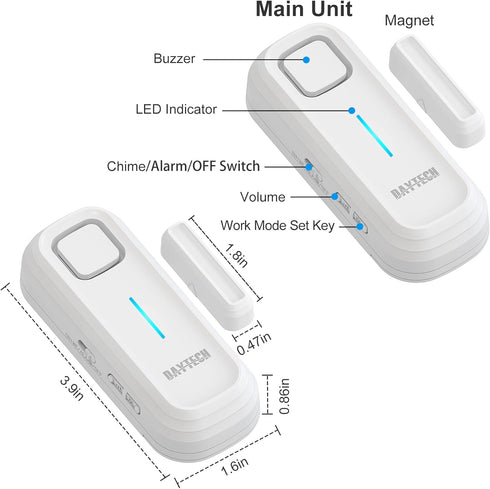 DAYTECH Freezer Door Alarm with Delay 1/2/3/4 mins When Left Open Window Chime Close Doors Reminder Refrigerator Door Alarm 0 to 120 dB for Fridge...