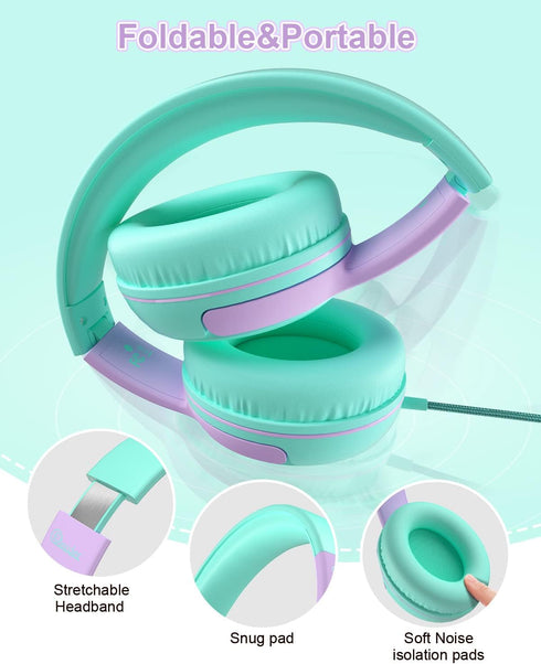ELECDER Kids Headphones, S8 Wired Headphones for Kids with Microphone for Boys Girls, Adjustable 85dB/94dB Volume Limited, 3.5 mm Jack for/Kindle/...