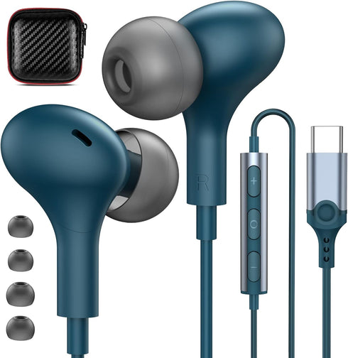 USB C Headphones for iPhone 15,Samsung S24 Ultra S23 S22 S21 FE Plus Flip Fold A35 A54,Magnetic Wired Earbuds Stereo in-Ear Type C Earphones with ...