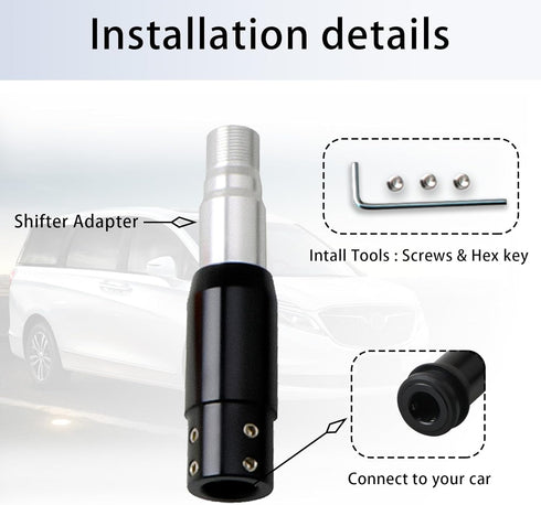 1 PC Shifter Gear Shift Knob Adapter, Aluminum Alloy Converter, Shift Knob Adapter Kit, Suitable for Non-Thread Transmissions (Black)...
