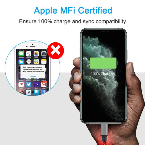 LED iPhone Light up Charger Cable, | Apple MFi Certified | USB A to Lightning Fast Charging Cord Compatible with iPhone 13 Pro Max 12 Mini 11 X XS...