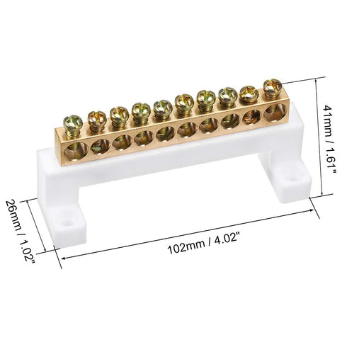 uxcell Terminal Block Connector Bar 10 Positions Single Row High Bridge Design Electric Barrier Bar 2 Pcs...