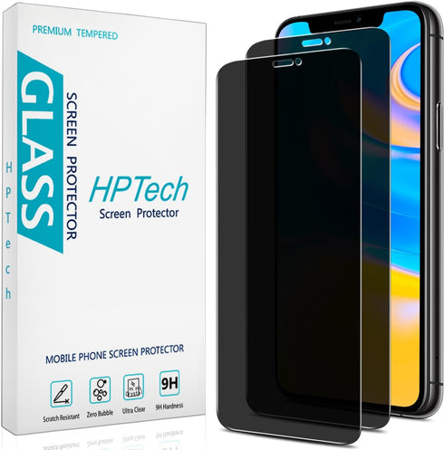 HPTech (2 Pack) Privacy Screen Protector Designed for iPhone 11 Pro, iPhone XS, iPhone X and iPhone 10 (5.8-inch) Anti-Spy Tempered Glass, Anti Sc...