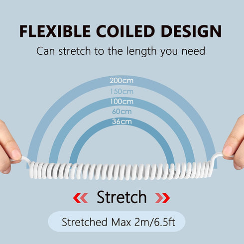 GELRHONR Retractable USB A to USB C Multi Charging Cable,Coiled 5A 3 in 1 Multiple USB C Y Splitter Fast Charging Cord,Compatible with Cell Phones...