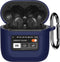 Case Cover for JBL Tour Pro 2, Dark Blue Silicone Protective Shockproof Earbuds Case with Keychain, 2023 Compatible, LCD Touch Screen Visible, Wat...