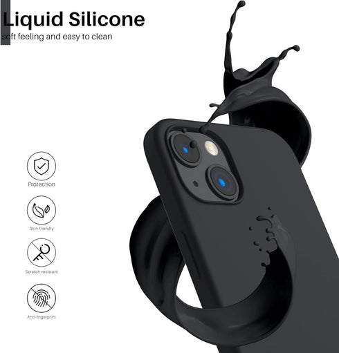 ORNARTO Compatible with iPhone 13 Case 6.1, Slim Liquid Silicone 3 Layers Full Covered Soft Gel Rubber Case Cover 6.1 inch-Midnight......