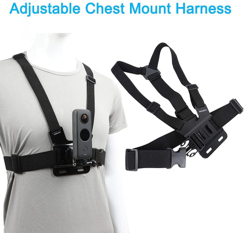 Accessories Kit for Insta360 One X4/X3/X2/X, One R, X and GoPro Hero 9,New Quick Release Head Strap Mount + Chest Mount Harness + Backpack Clip Ho...