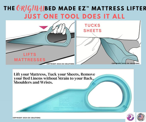Bed Maker and Mattress Lifter Tool Helps Lift and Hold The Mattress- Can Tuck Sheets or Bed Skirts Alleviating Excess Strain. Patented and Made in...