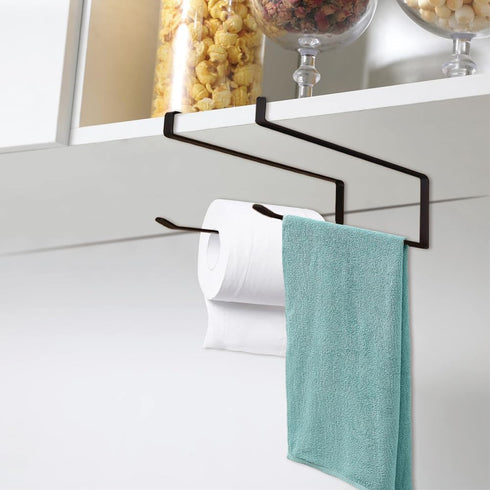 Paper Towel Holder Under Cabinet, Tissue Storage Rack Dispenser Kitchen Cling Film Shelf Free Punch Sliding Wall Mount Roll Hanger Organizer for U...