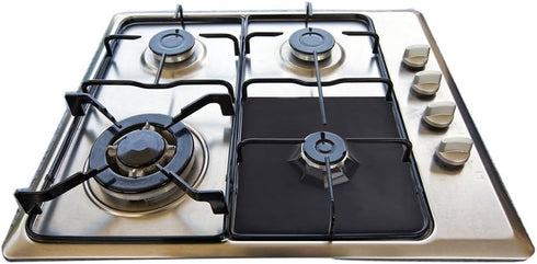 Non-Stick Gas Range Protectors - Reusable Aluminum Foil Gas Stove Burner Cover Protector Liner Clean Mat Pad - Set of 4 (black)