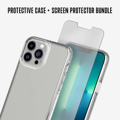 Tech21 Evo Clear and Impact Glass Bundle for iPhone 13 Pro Max – Protective Phone Case with 12ft Multi-Drop Protection and Toughened Glass Screen ...