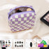 Small Makeup Bag for Purse, Mini Checkered Cosmetic Bag Zipper Cute Make Up Pouch Travel Toiletry Bag Makeup Aesthetic Accessories Storage Bag Org...