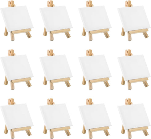 PATIKIL 4x2.8 Canvas Boards for Painting, 12Pack Cotton Wood Frame Rectangle Triple Primed Stretched Blank Canvas Panel for Acrylic, Oil, Tempera ...