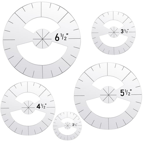 Geyee 5 Pcs Circle Ruler Quilting Template Set Circle Templates for Quilting Circle Rulers Quilt Arc Circle Cutter Ruler, 5 Sizes (Classic)...
