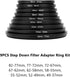 Filter Ring Adapter Set 18 Pieces, Camera Lens Filter Stepping Rings Kit, Lightweight and Durable Aluminum, 9 Pcs Step Up Rings Set and 9 Pcs Step...