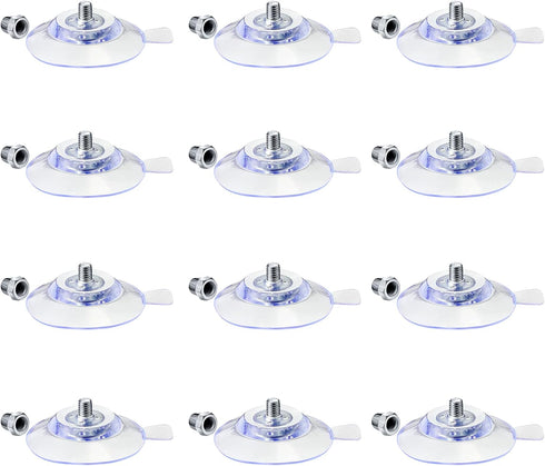 12 Pieces Suction Cup 40 mm/1.57'' PVC Clear Blue Sucker Pads with Screw Nut Extra Strong Adhesive Suction Holder Plastic for Glass Window Bathroo...