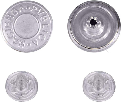 25mm Replacement Jean Buttons, Durable Tack Fastener No Sew Buttons with Back Pins Rivet for Denims, Jean, Jackets, Skirts, Silver, 10pcs Set...