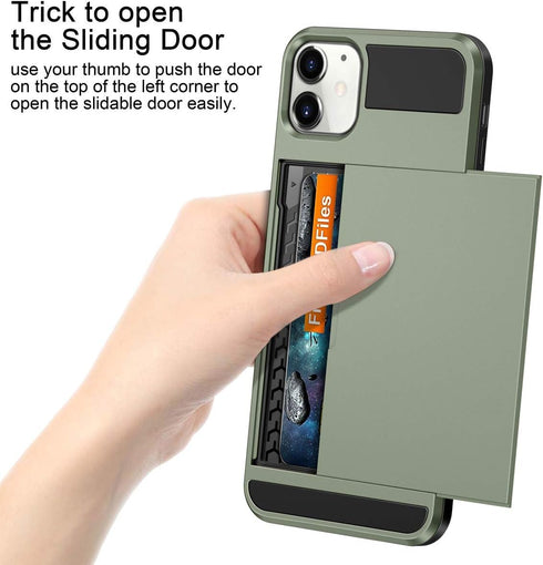 Vofolen Case for iPhone 11 Case Wallet Card Holder ID Slot Sliding Door Hidden Pocket Anti-Scratch Dual Layer Hybrid TPU Bumper Armor Protective H...