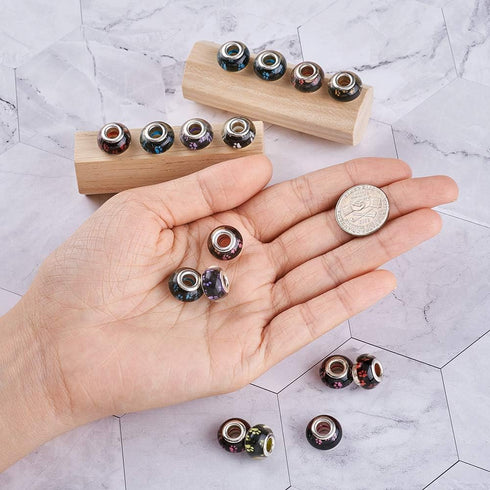 Cheriswelry 100pcs Large Hole Dog Paw Prints Pattern Acrylic European Rondelle Beads Slide Charms Loose Spacer with Metal Double Cores Fit Snake C...