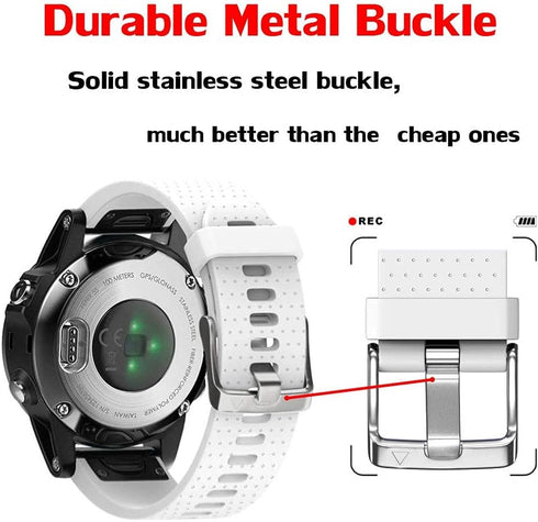 NotoCity Compatible Fenix 5S/6S/7S/8 43mm Watch Band - Quickfit Soft Silicone Replacement Strap (Silver Buckle - 2pcs)...