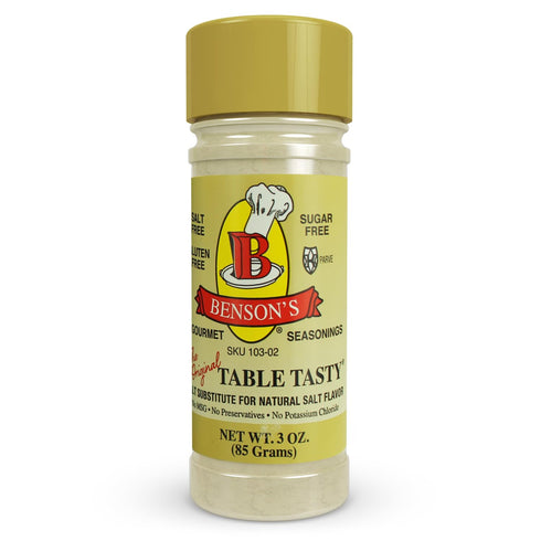 Benson’s - Table Tasty Salt Substitute, Salt-Free Gourmet Popcorn Seasoning, No Sodium, No Potassium Chloride, No MSG, Gluten Free, 3oz Bottle Wit...