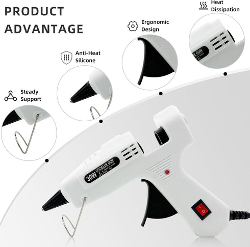 Hot Melt Gun Kit with On/Off Switch, Hot Glue Gun Mini for Crafts with 30Pcs Glue Sticks for DIY, Crafts, Home School Project, 30W1...