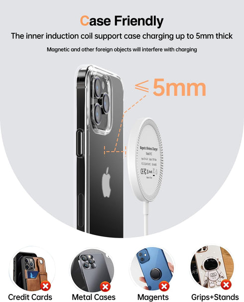 FACBINY Magnetic iPhone Wireless Charger, 15W Max Fast Mag Safe Wireless Charging Pad, Compatible with Apple iPhone 14 13 12 Series, AirPods Pro/P...