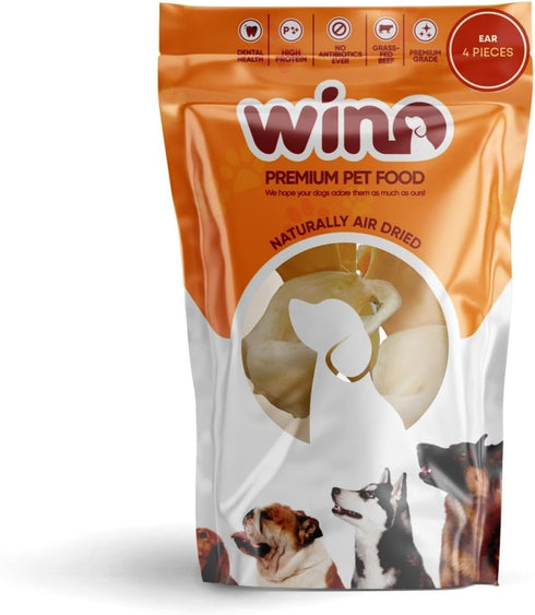 WINO - Ear for Dogs - Fully Digestible, Odor Free Chews, Supporting Dental Health, 100% Beef Hight Protein, Delicious Dog Snacks, Reducing Destruc...