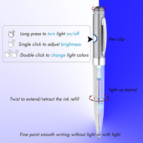 Penyeah 7 Colors in 1 Pen with Light, Lighted Pen for Writing in the Dark Multi-Color Changing Led Light Up Pen for Adults and Kids Unique Gift Wr...