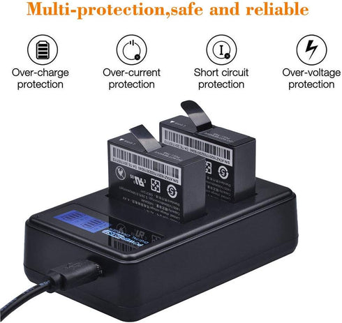 2-Pack AZ16-1 Replacement Battery and LCD Dual USB Charger for XiaoYi YI 4K,YI 4K+ and YI Lite Sport Cameras...