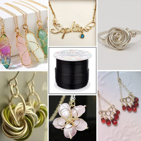 BENECREAT 12 17 18 Gauge Aluminum Craft Wire (12 Gauge,100FT) Anodized Jewelry Making Beading Floral Black Aluminum Craft Wire for Plant Gardening...