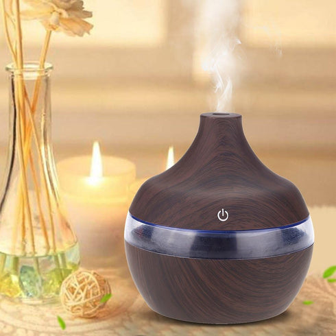 Humidifiers for Bedroom,Essential Oil Diffusers,Oil Diffuser,LED Humidifier, Compact Design Automatic Shut Off Ultra Quiet USB Wood Humidifier wit...