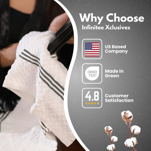 Infinitee Xclusives 100% Cotton Kitchen Towels - 15x25 Inch Ultra Soft Tea Towel, Super Absorbent Terry Dish Towels for Kitchen Linens |Grey|...